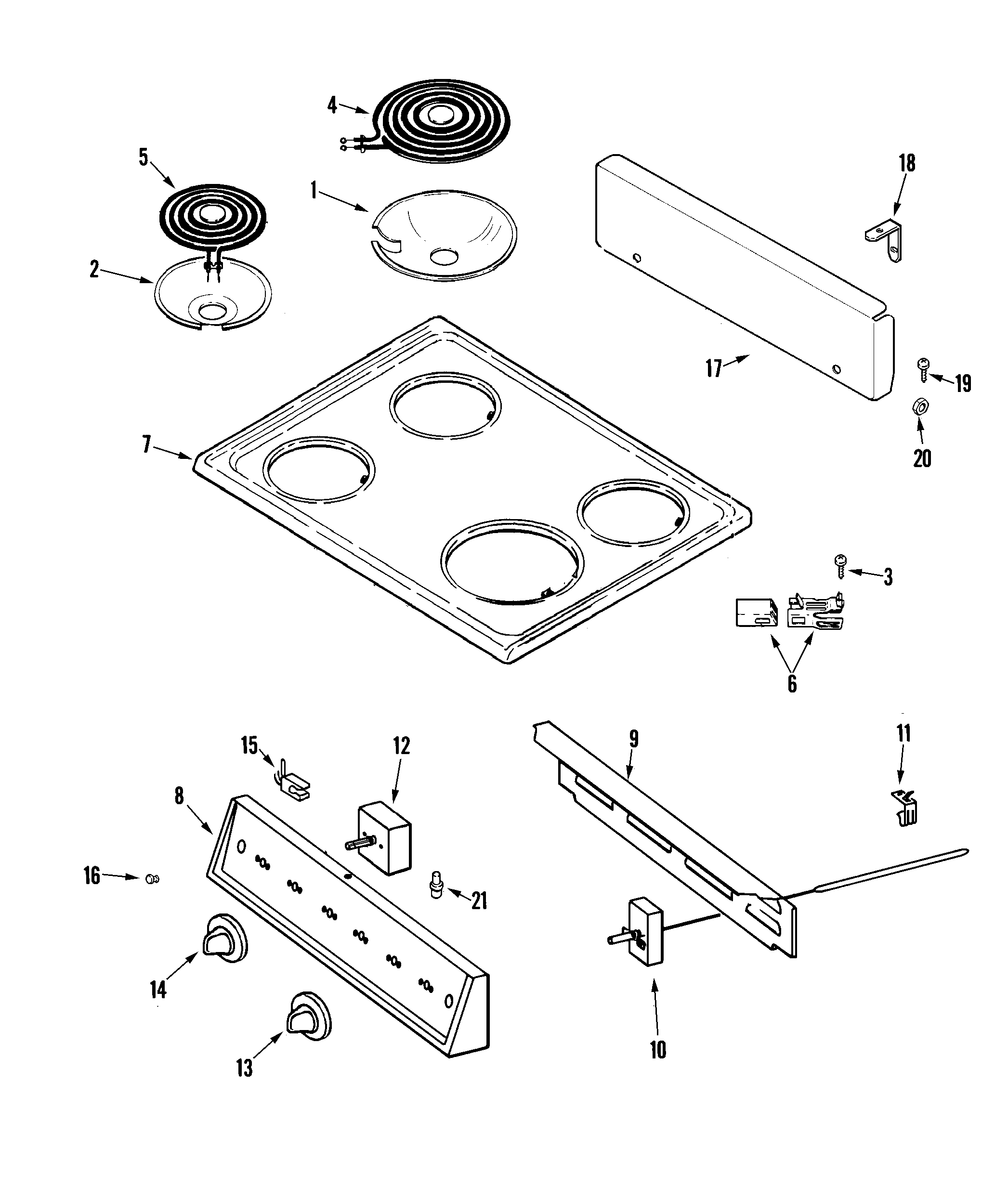 Top assembly/control panel