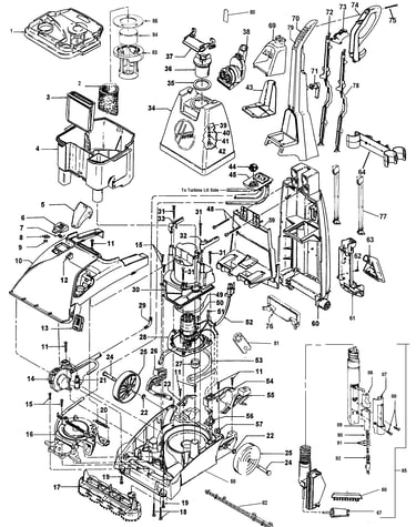 Motor, hose, cleaningtools, handle, tank