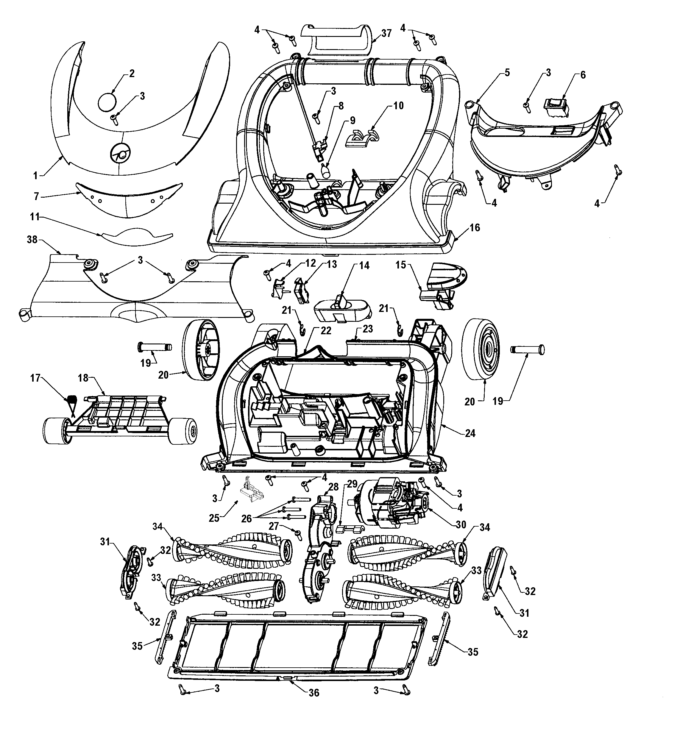 Agitator, mainbody, hood