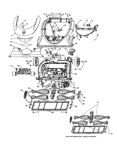 Agitator, mainbody, hood