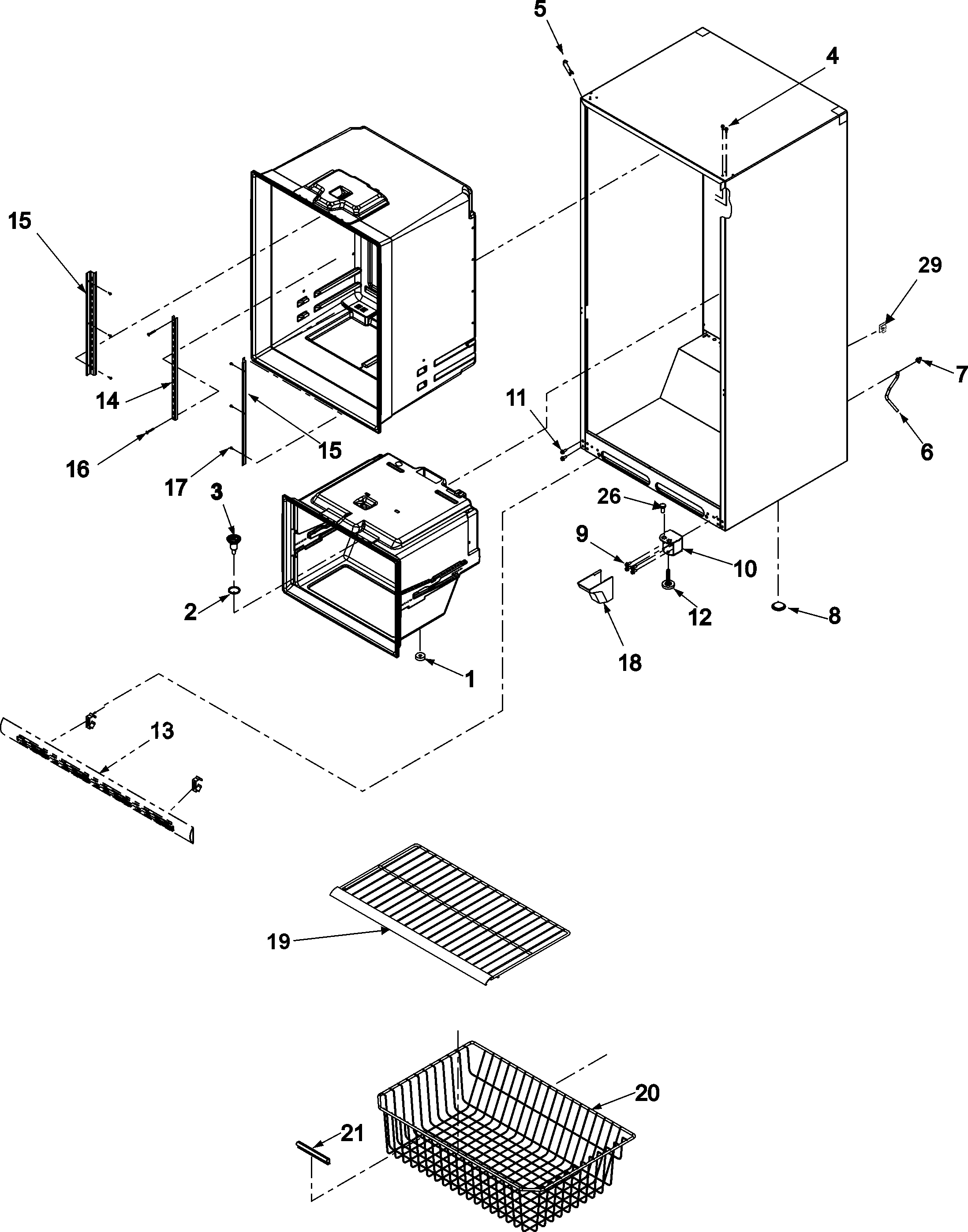Interior cabinet & freezer shelving