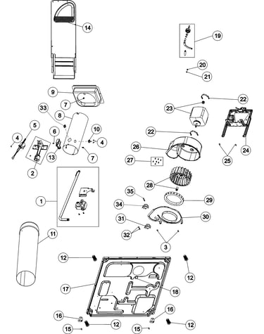 Base, heater & motor (gas)