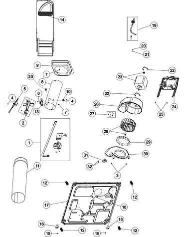 Base, heater & motor