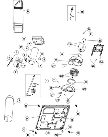 Base, heating & motor
