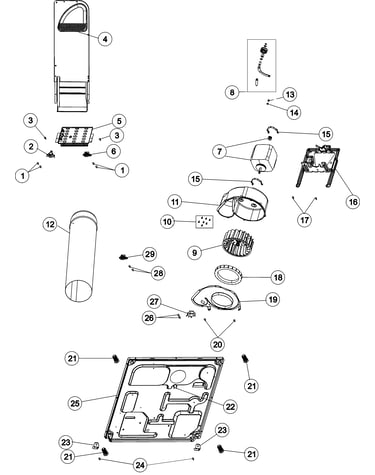 Base, heater & motor