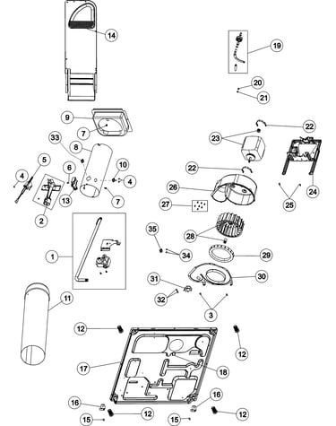 Base, heater & motor (gas)