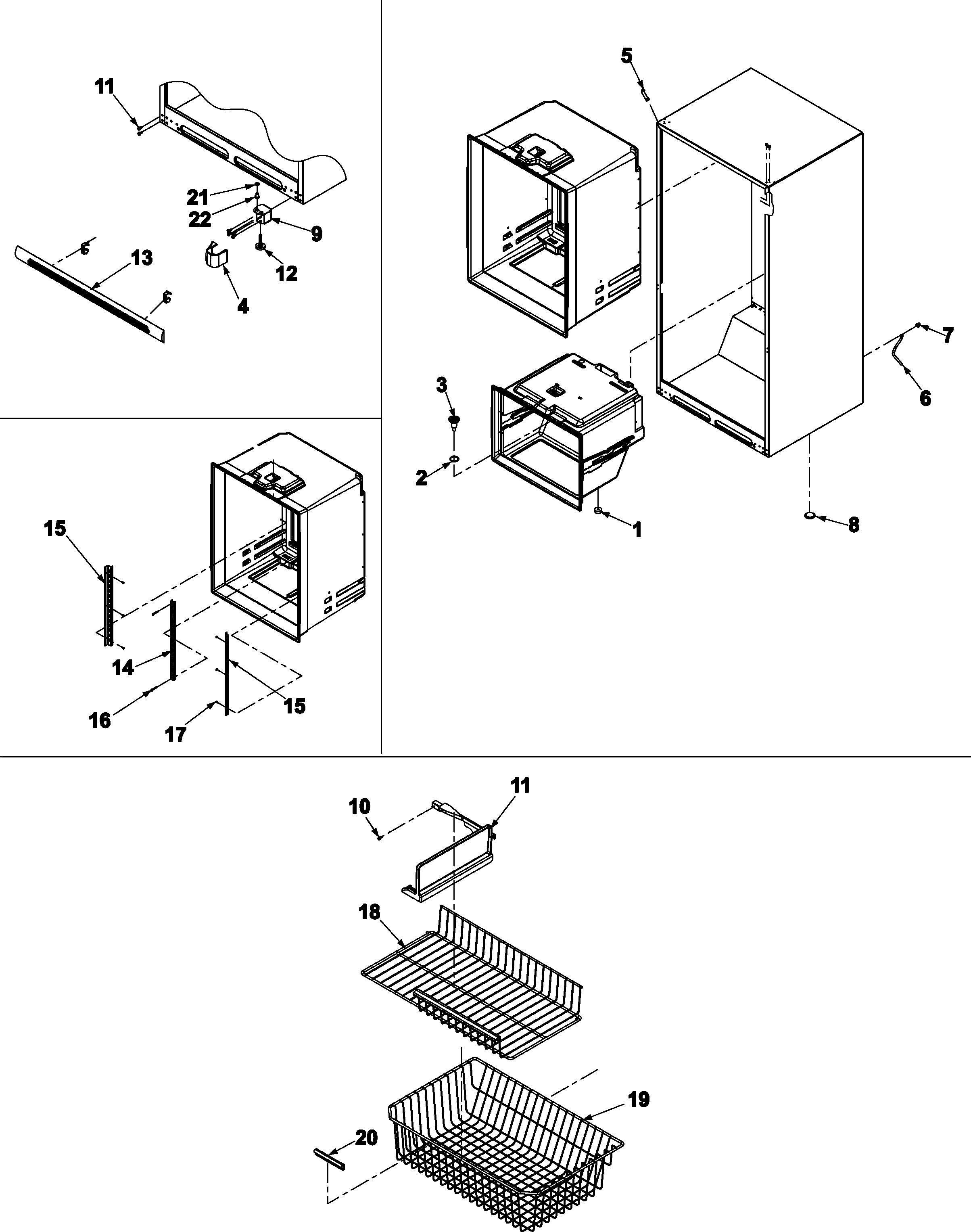 INTERIOR CABINET/FRZ SHELVES/TOE GRILLE