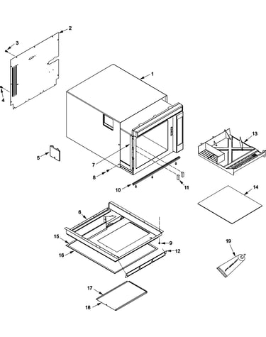 Tray, grease shield, cabinet,