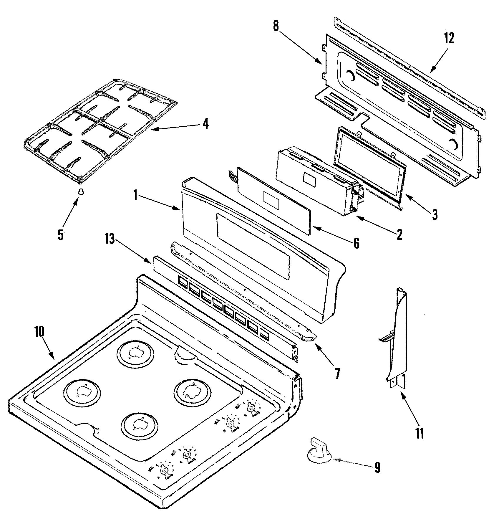 Control panel/top assembly