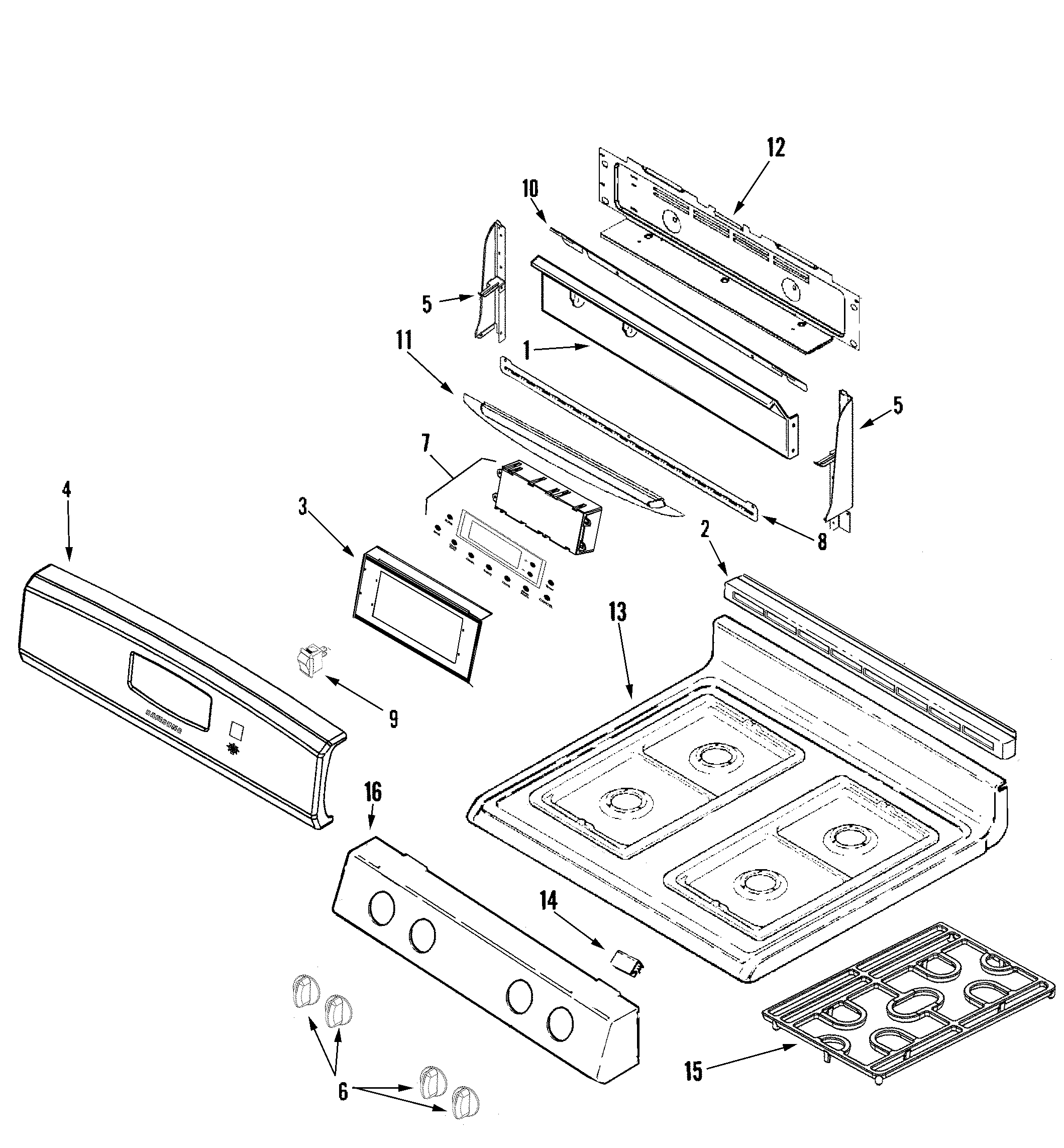 Control panel/top assembly