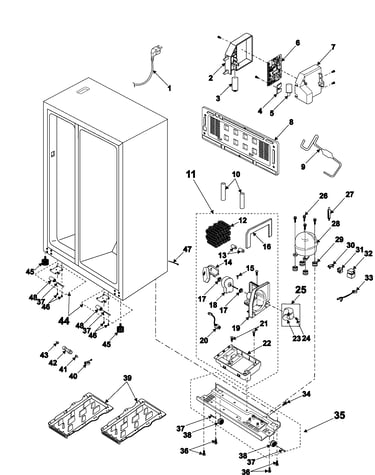 Machine compartment & cabinet back