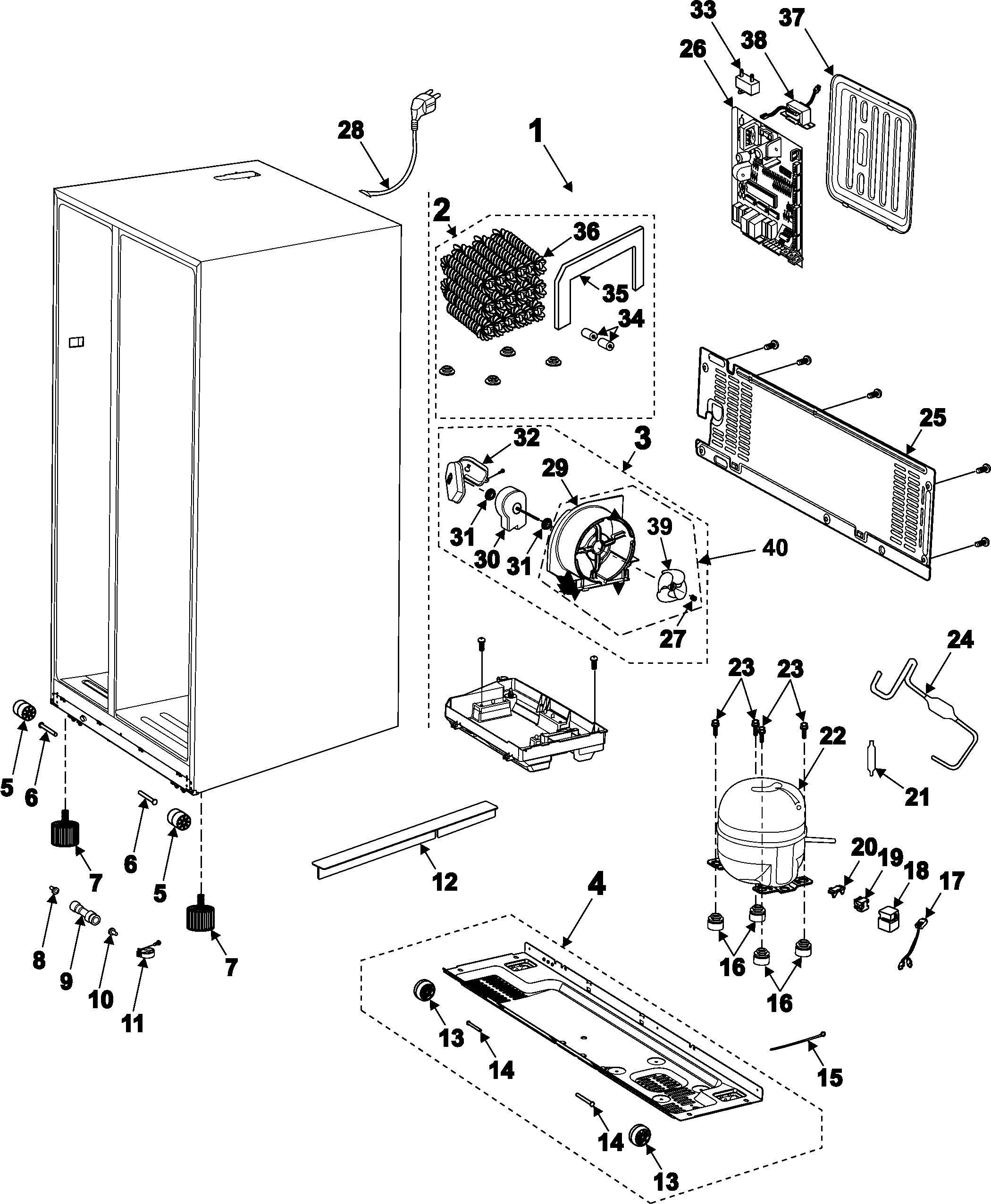 Machine compartment-compressor
