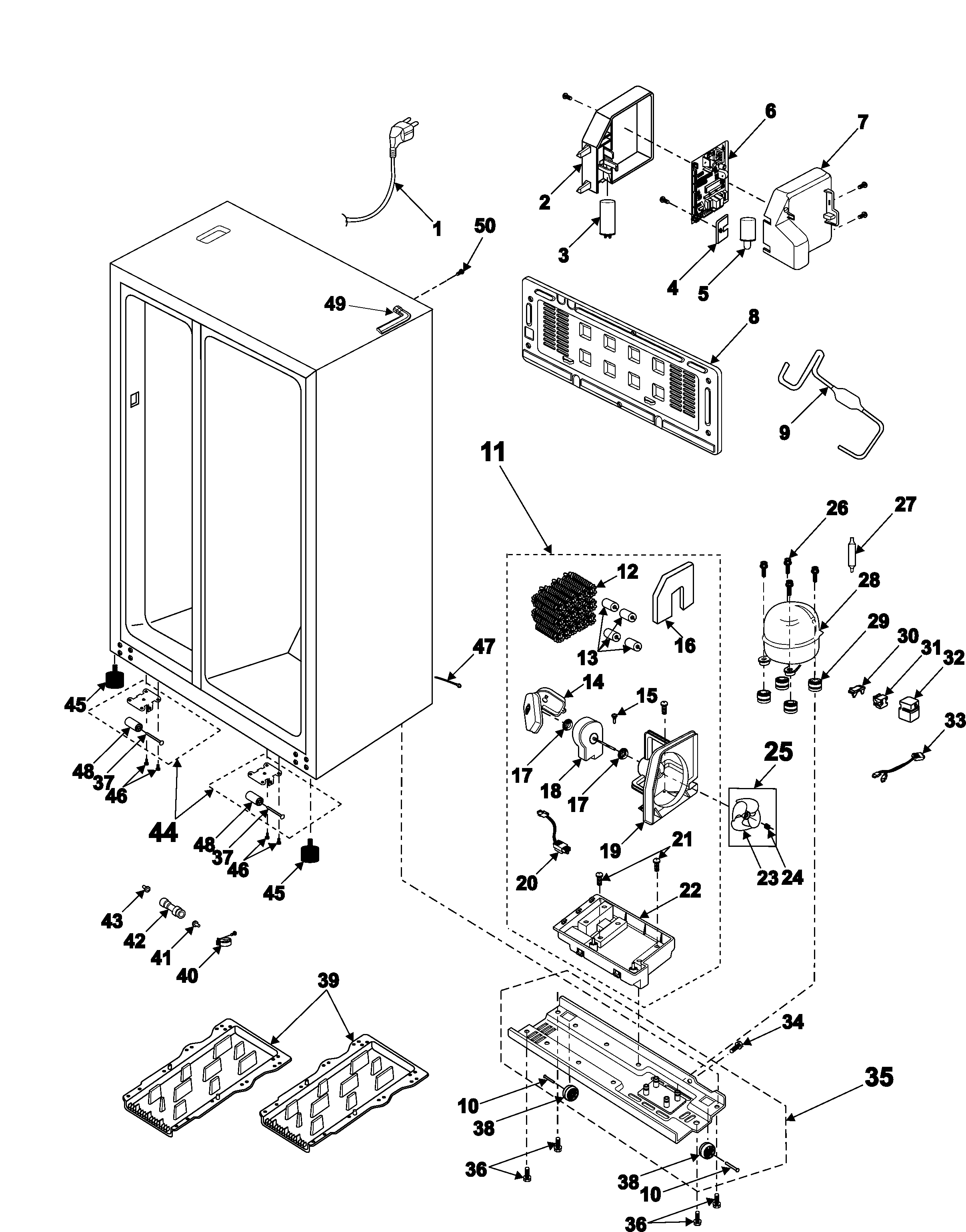 Machine compartment & cabinet back