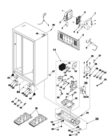 Machine compartment & cabinet back