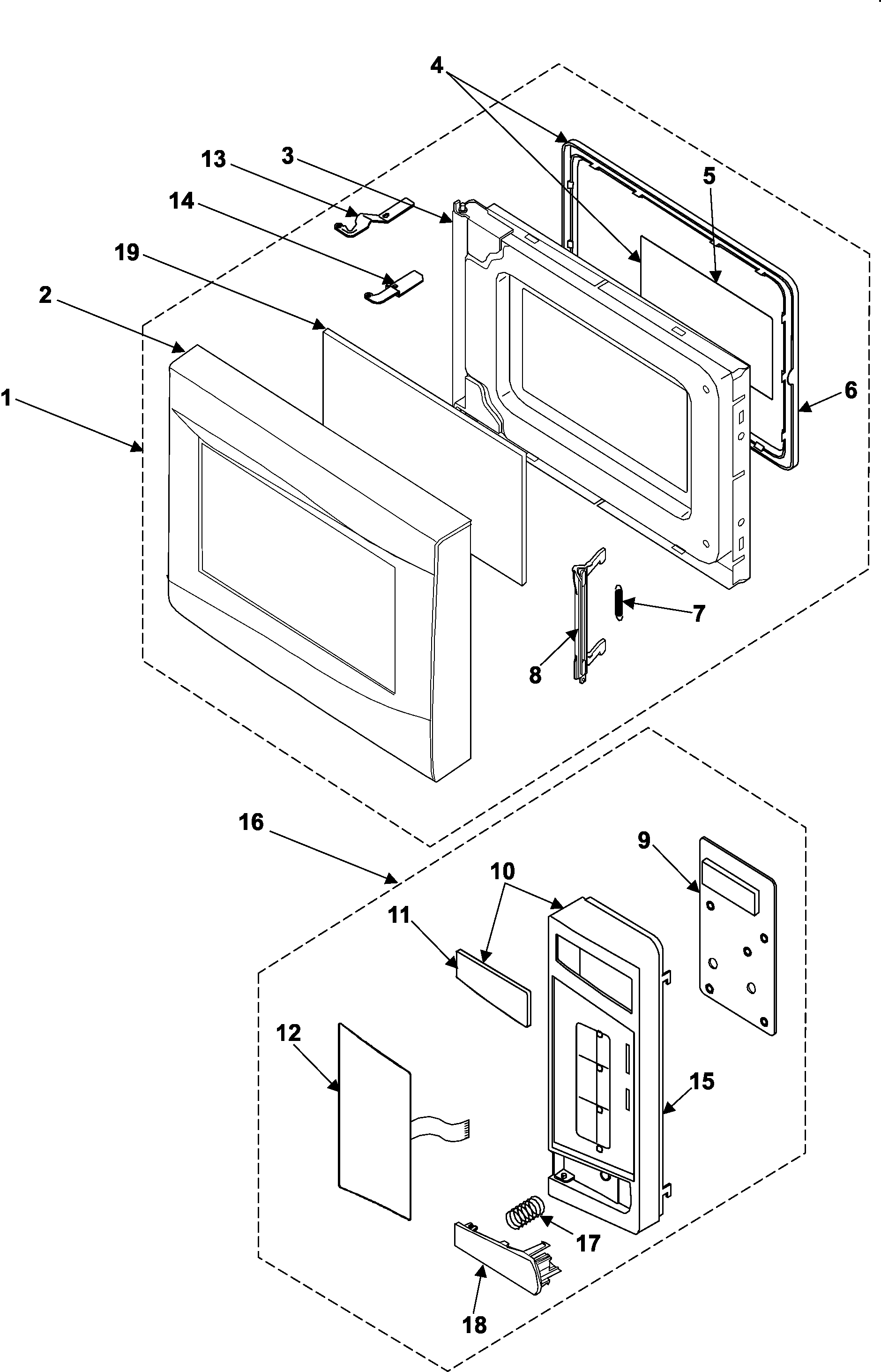 Control panel/door assembly