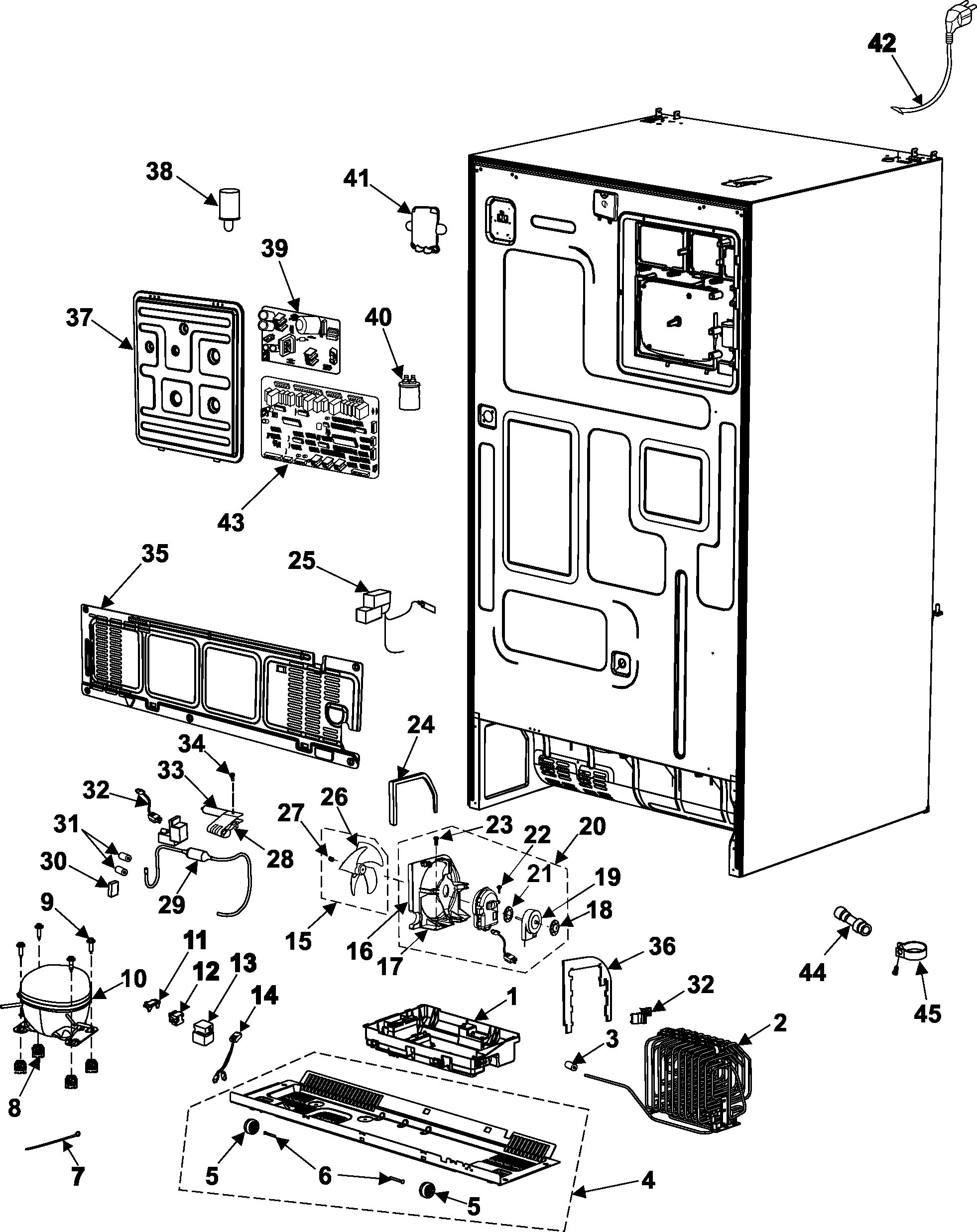 Machine compartment-compressor