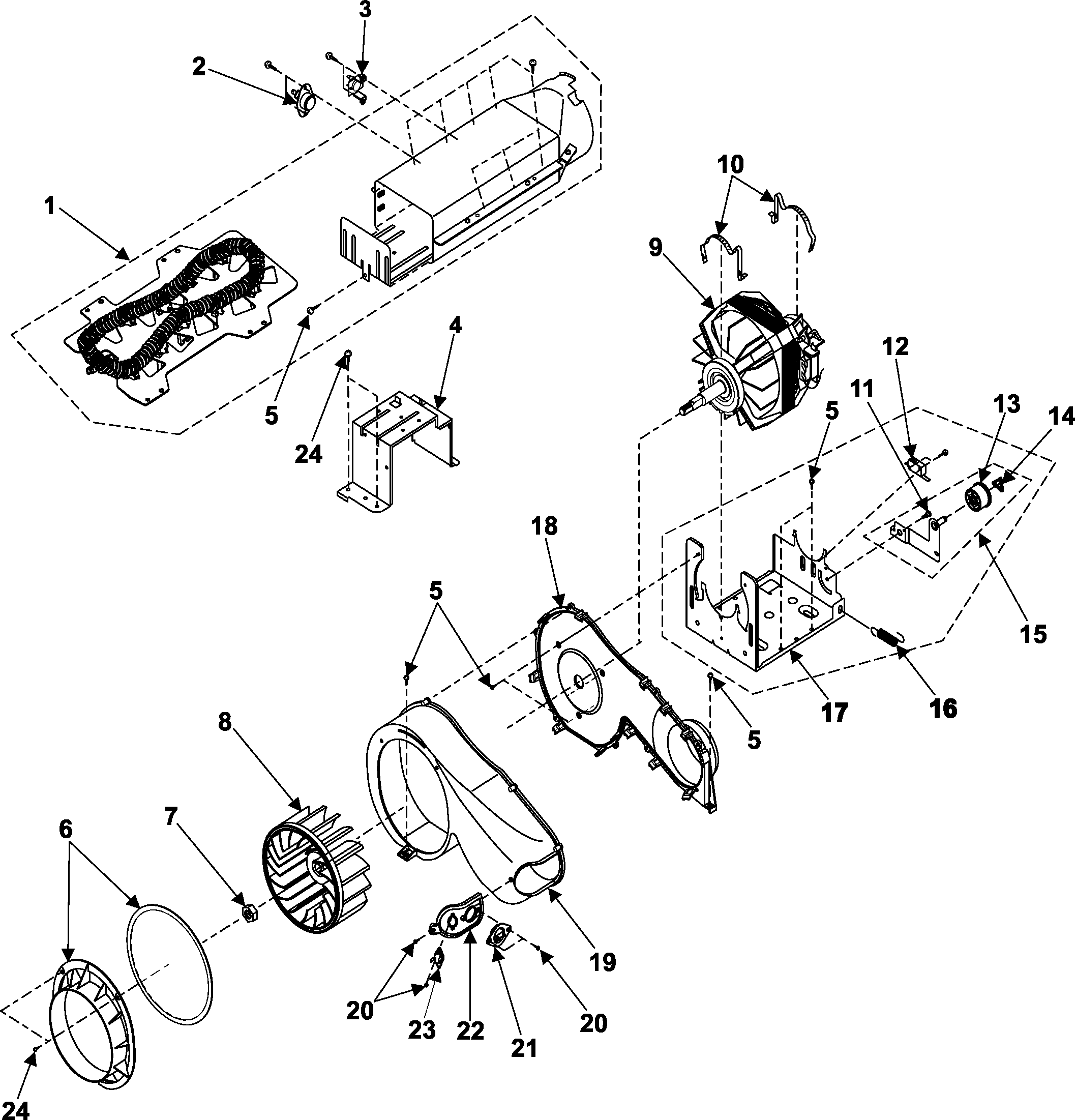 Blower/heater/motor