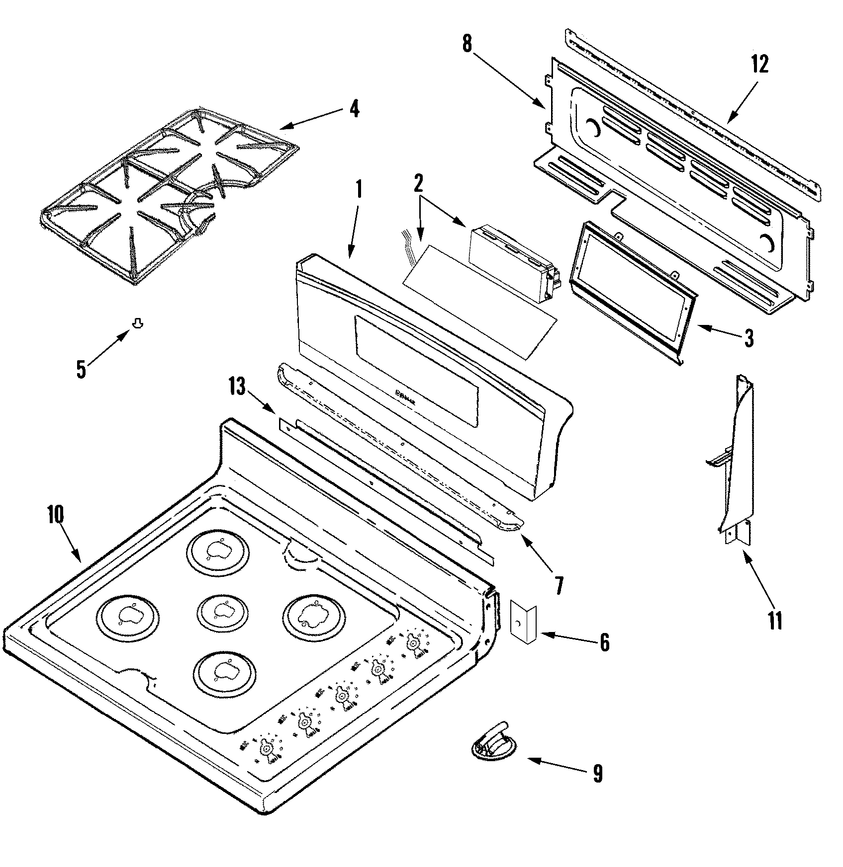 Control panel/top assembly