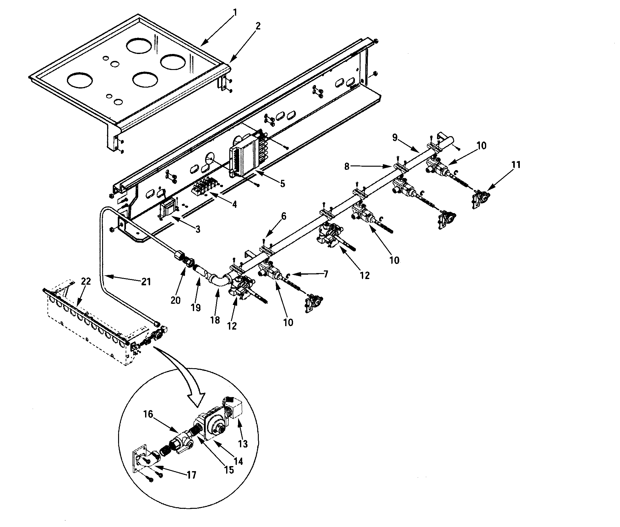 Top/burner valves