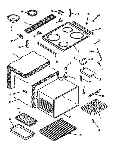 Main top and oven assy