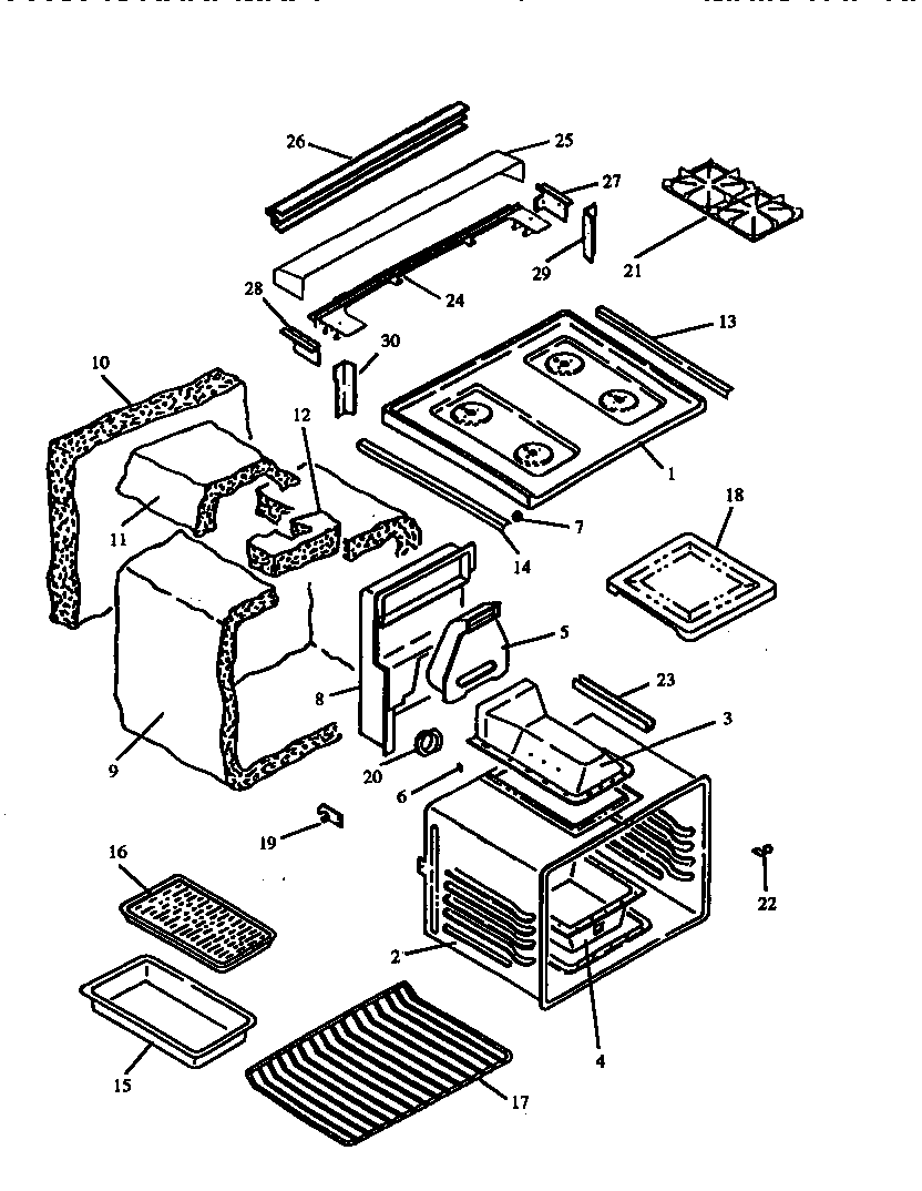 MAIN TOP AND OVEN ASSY