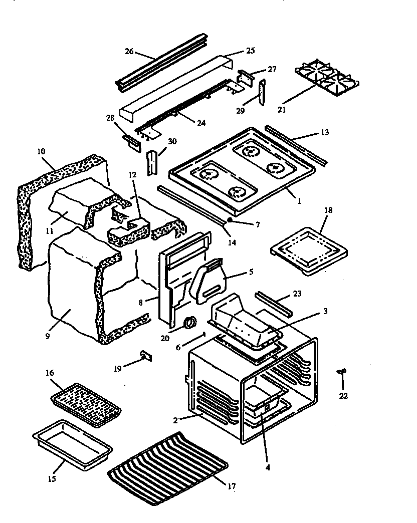 MAIN TOP AND OVEN ASSY