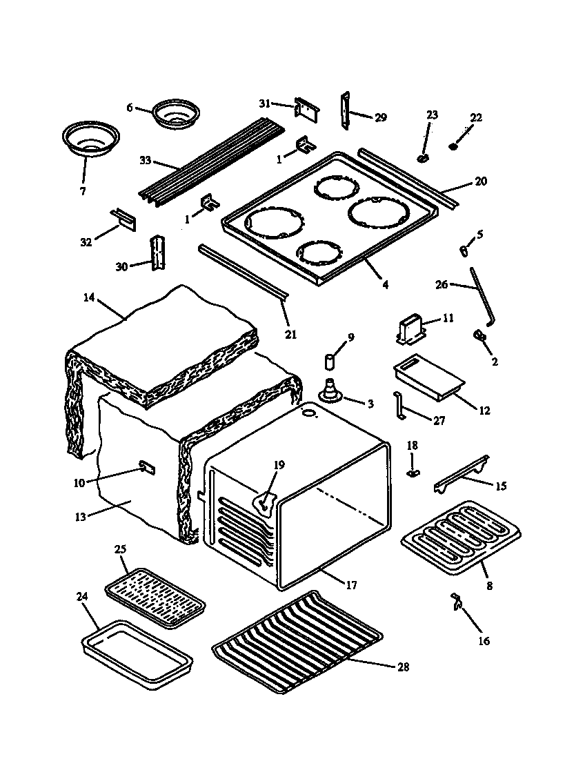 MAIN TOP AND OVEN ASSY