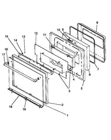 Oven door, frameless