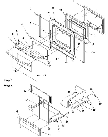 Oven door & storage drawer