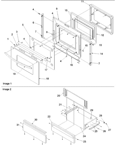 Oven door & storage drawer