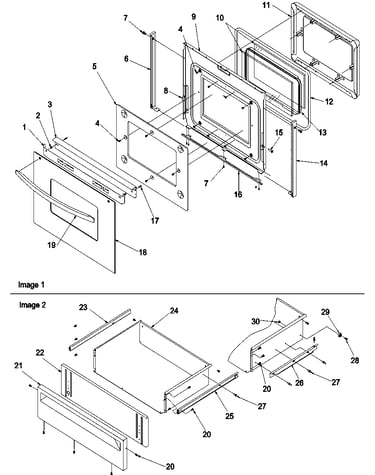 Oven door & storage drawer