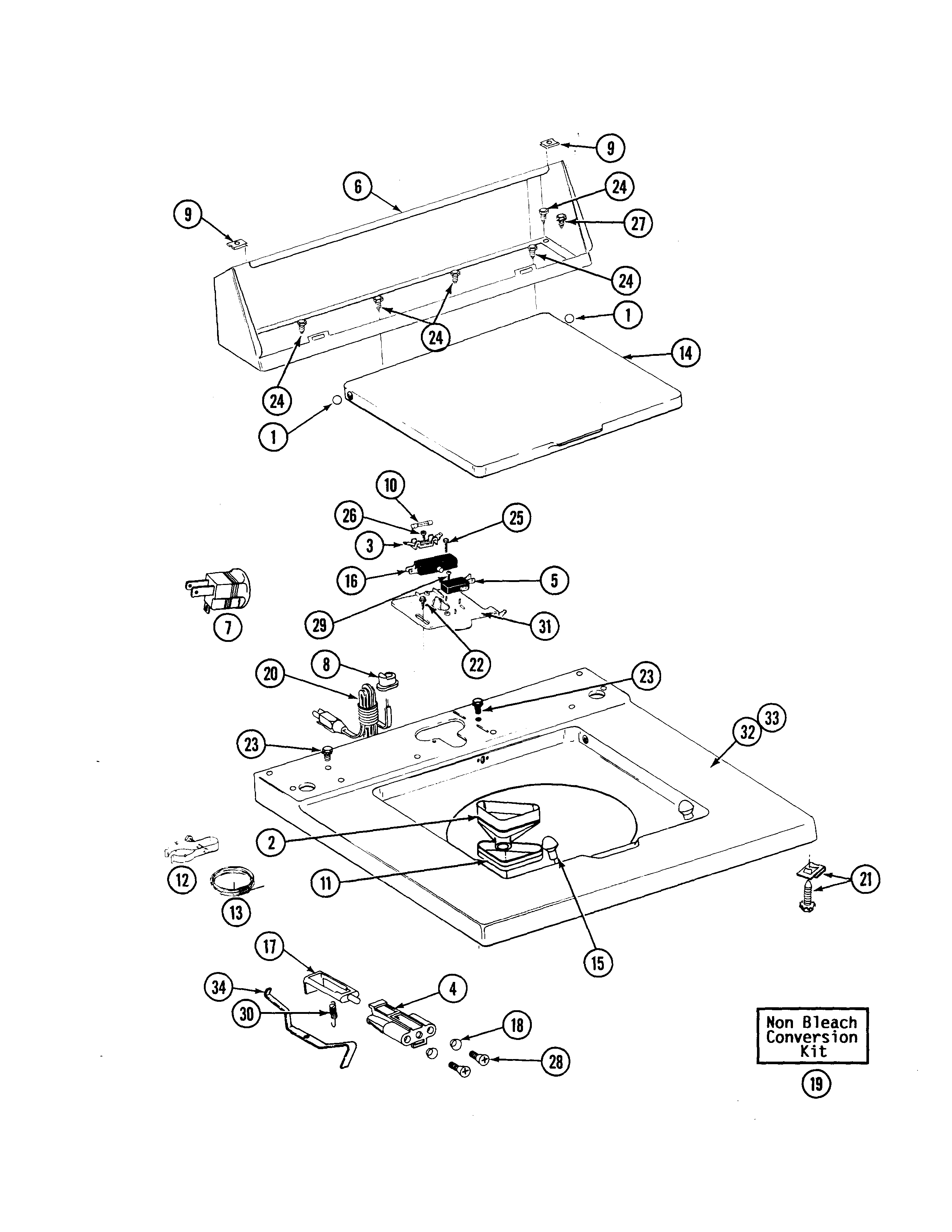 Top cover, console & lid switch