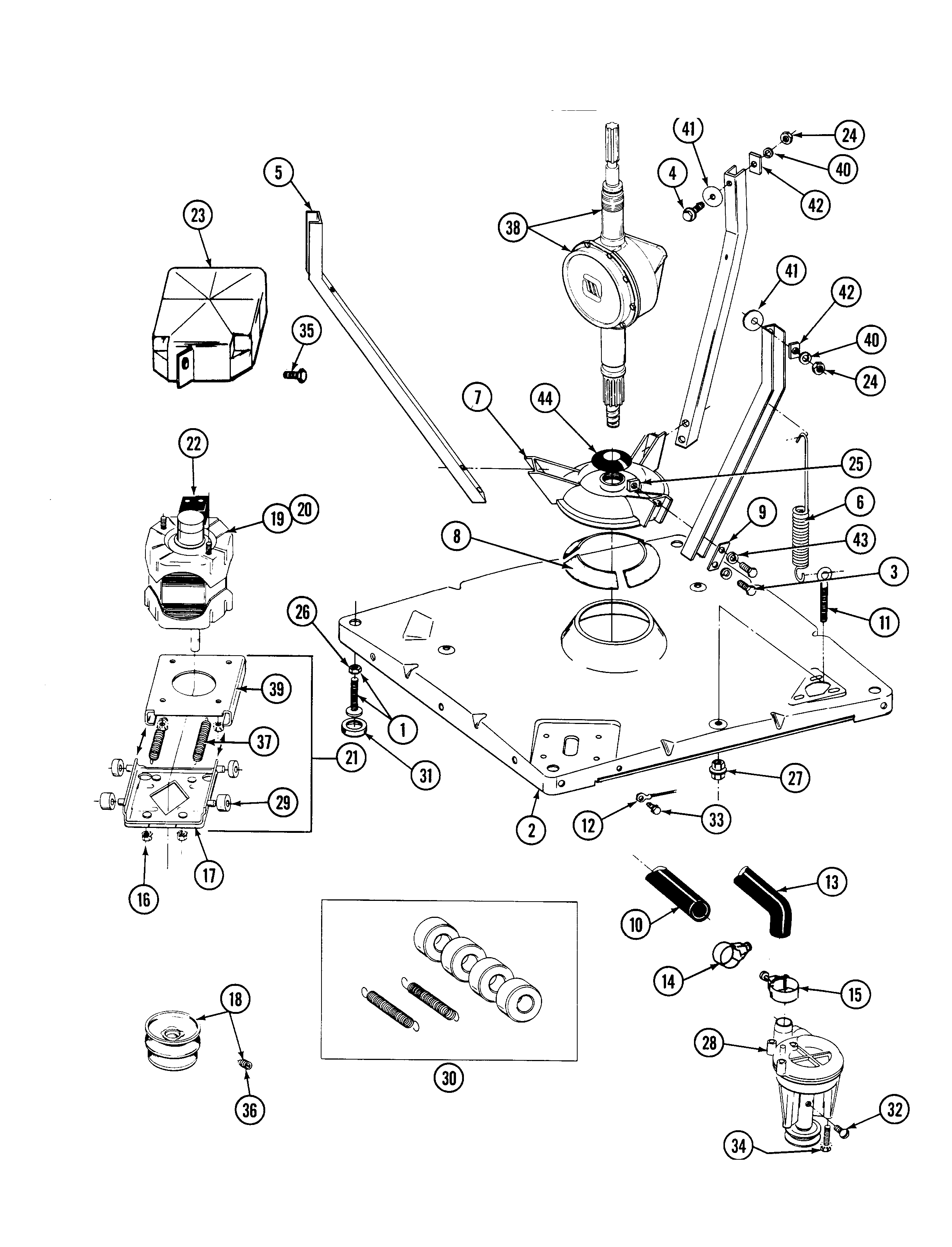 Base, pump, motor & components