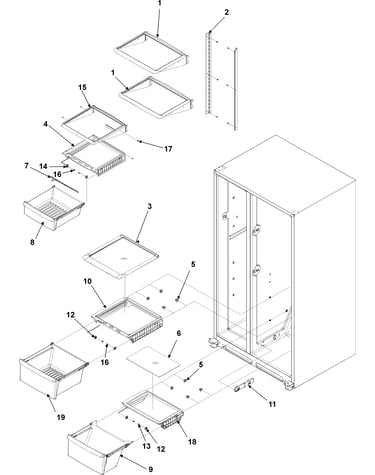 Crisper assy & ref shelf
