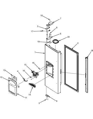 Left refrigerator door (ice & water)