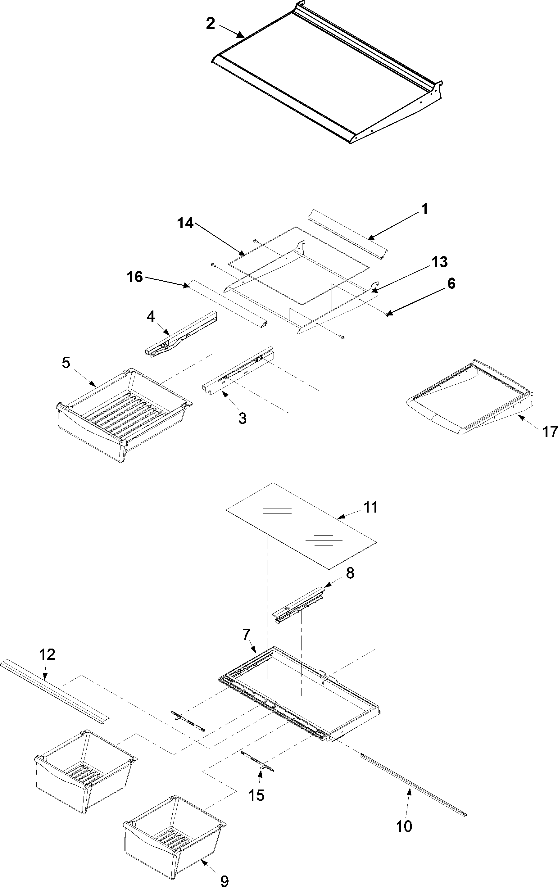 Refrigerator shelving