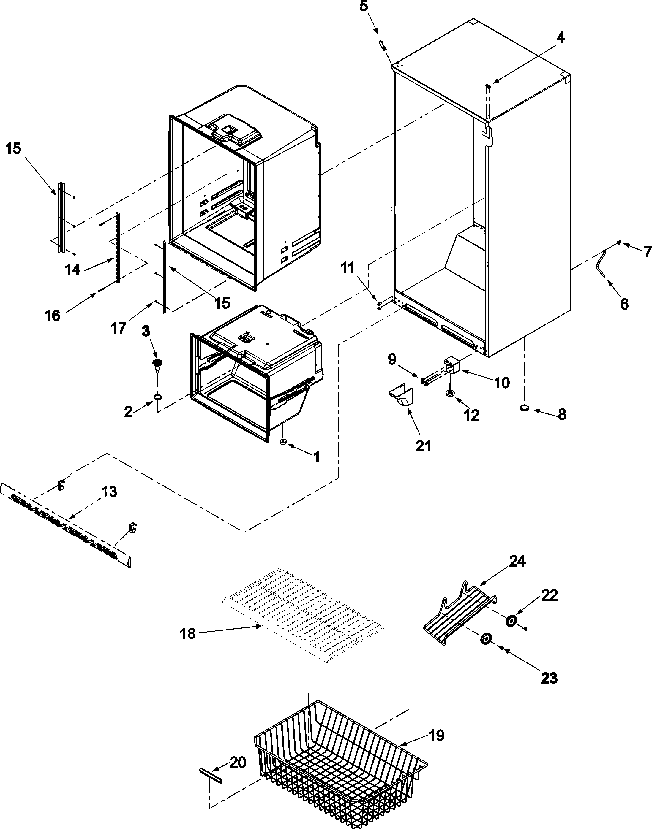 Interior cabinet & freezer shelving