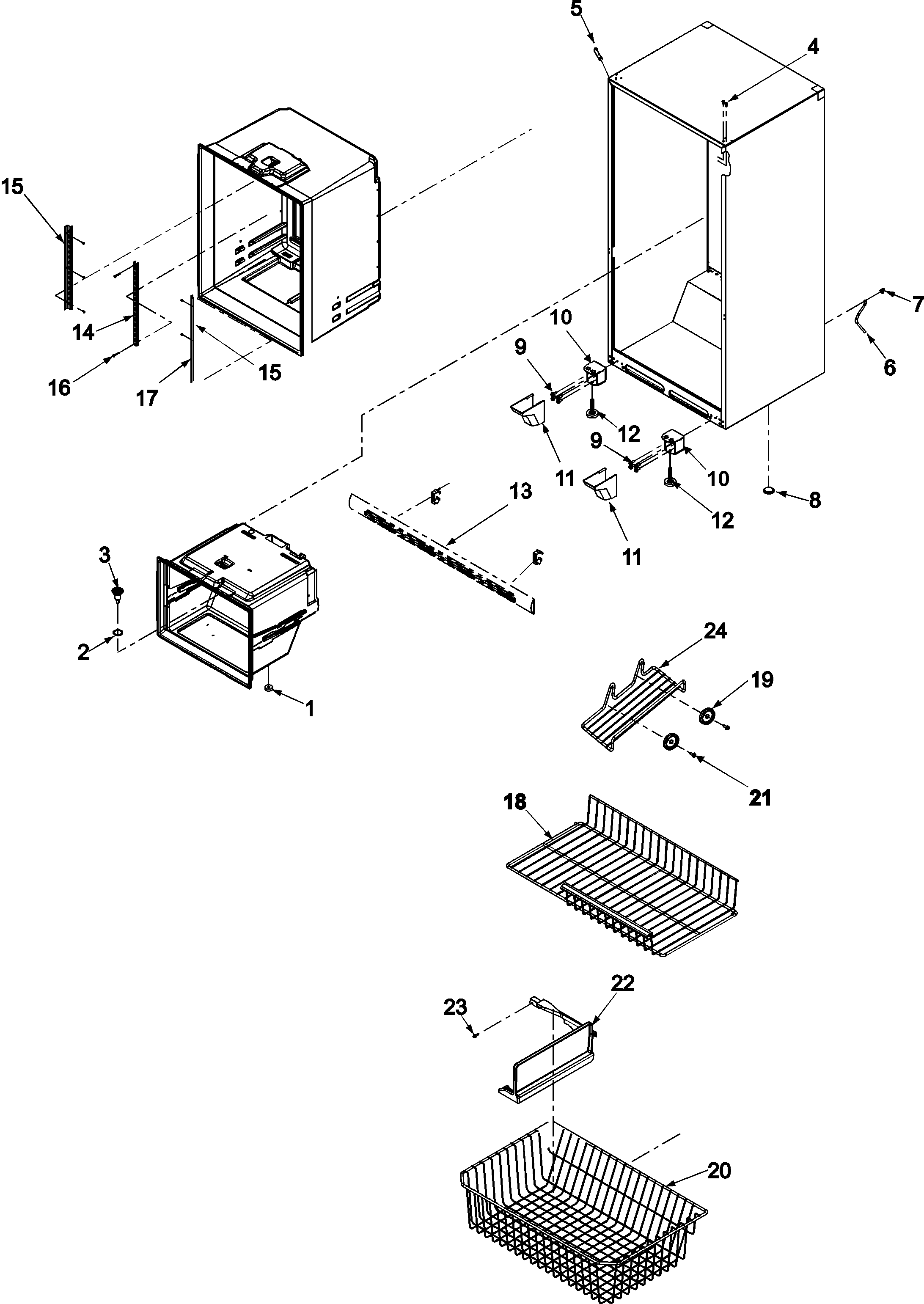 Interior cabinet & freezer shelving