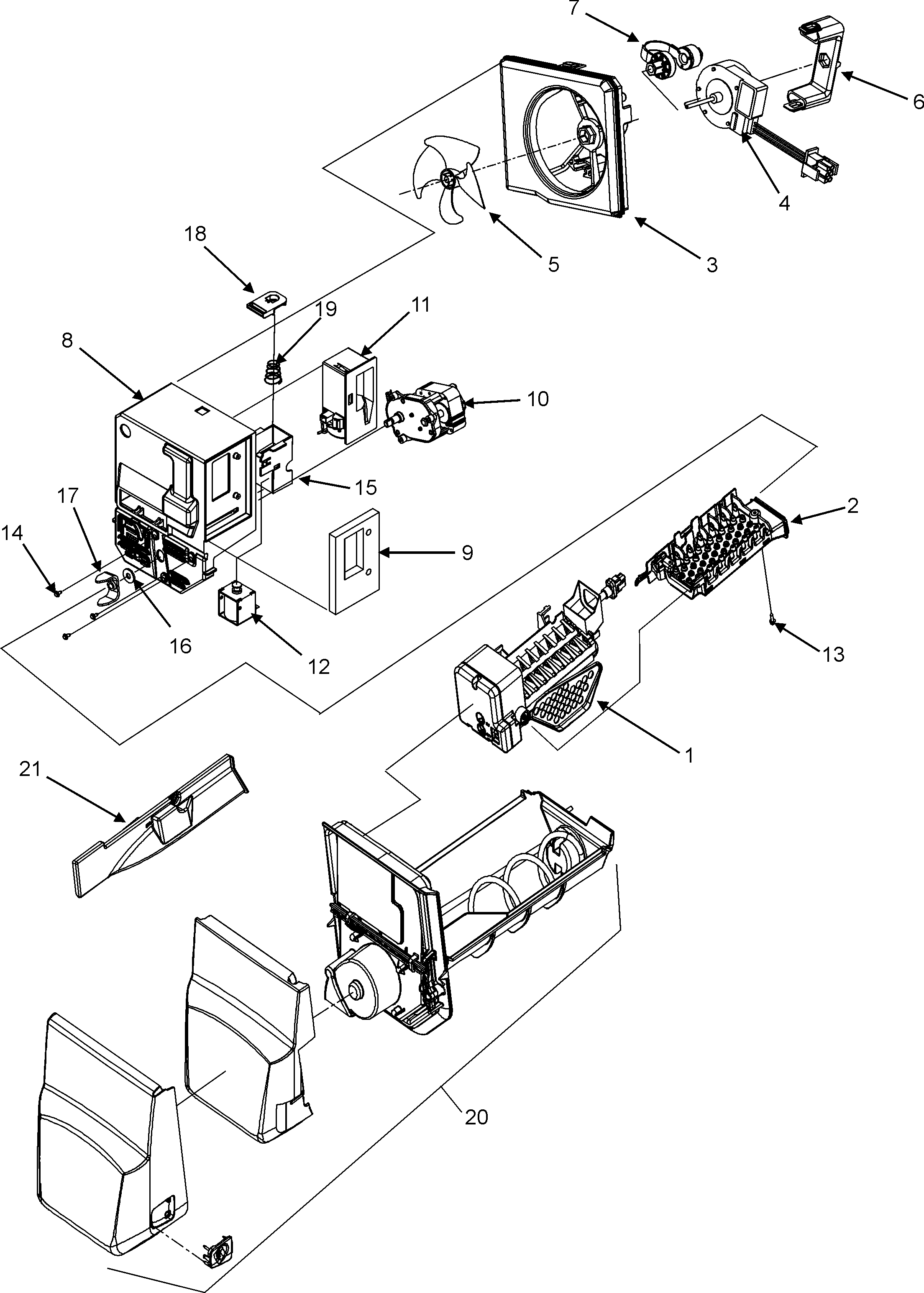 Ice maker/ice bin/auger motor