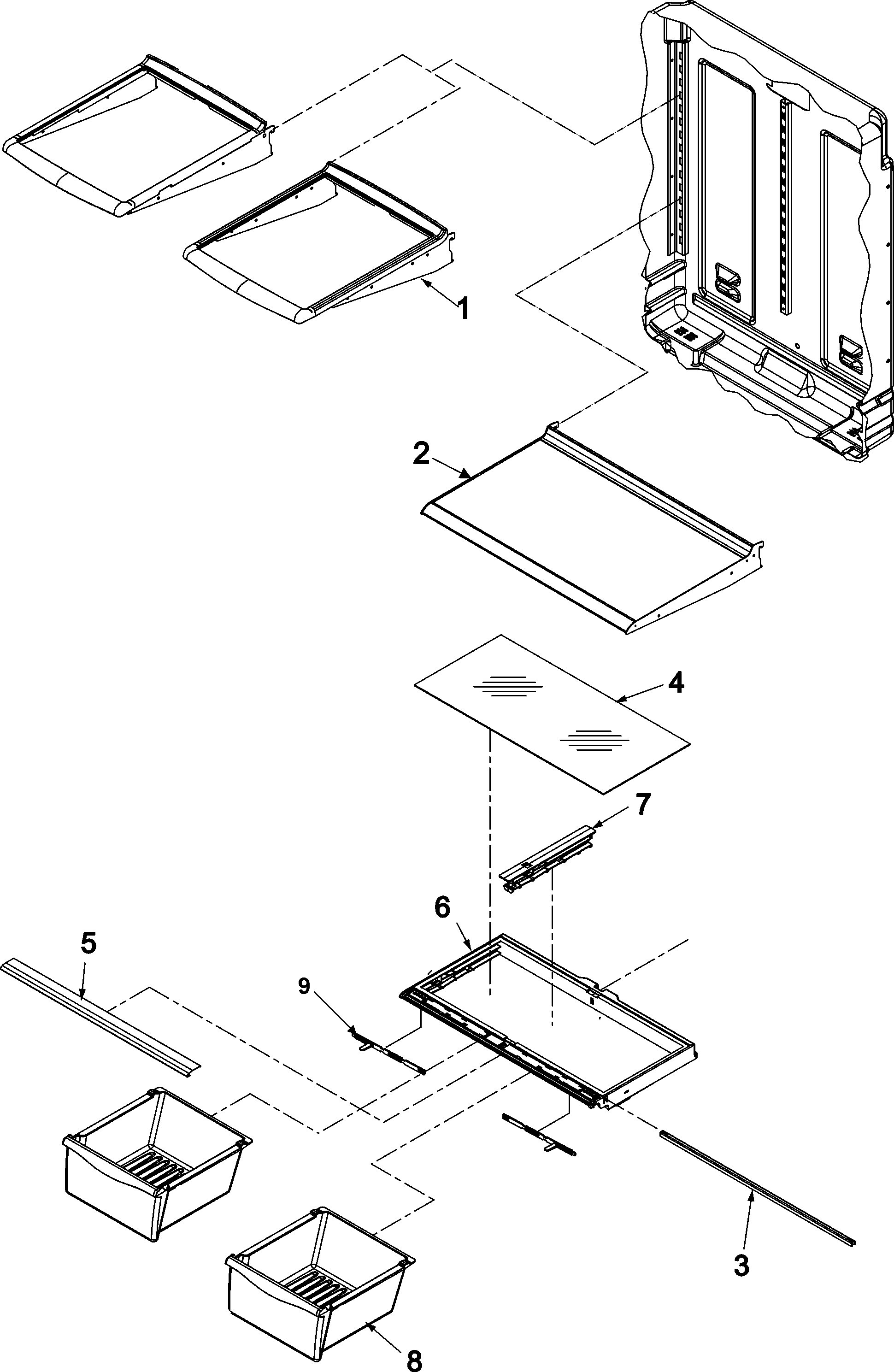 Refrigerator shelving