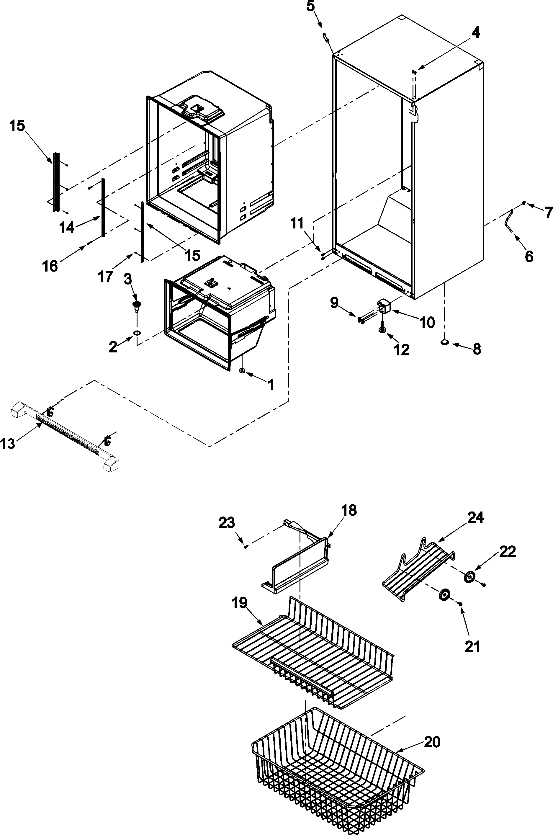 Interior cabinet & freezer shelving