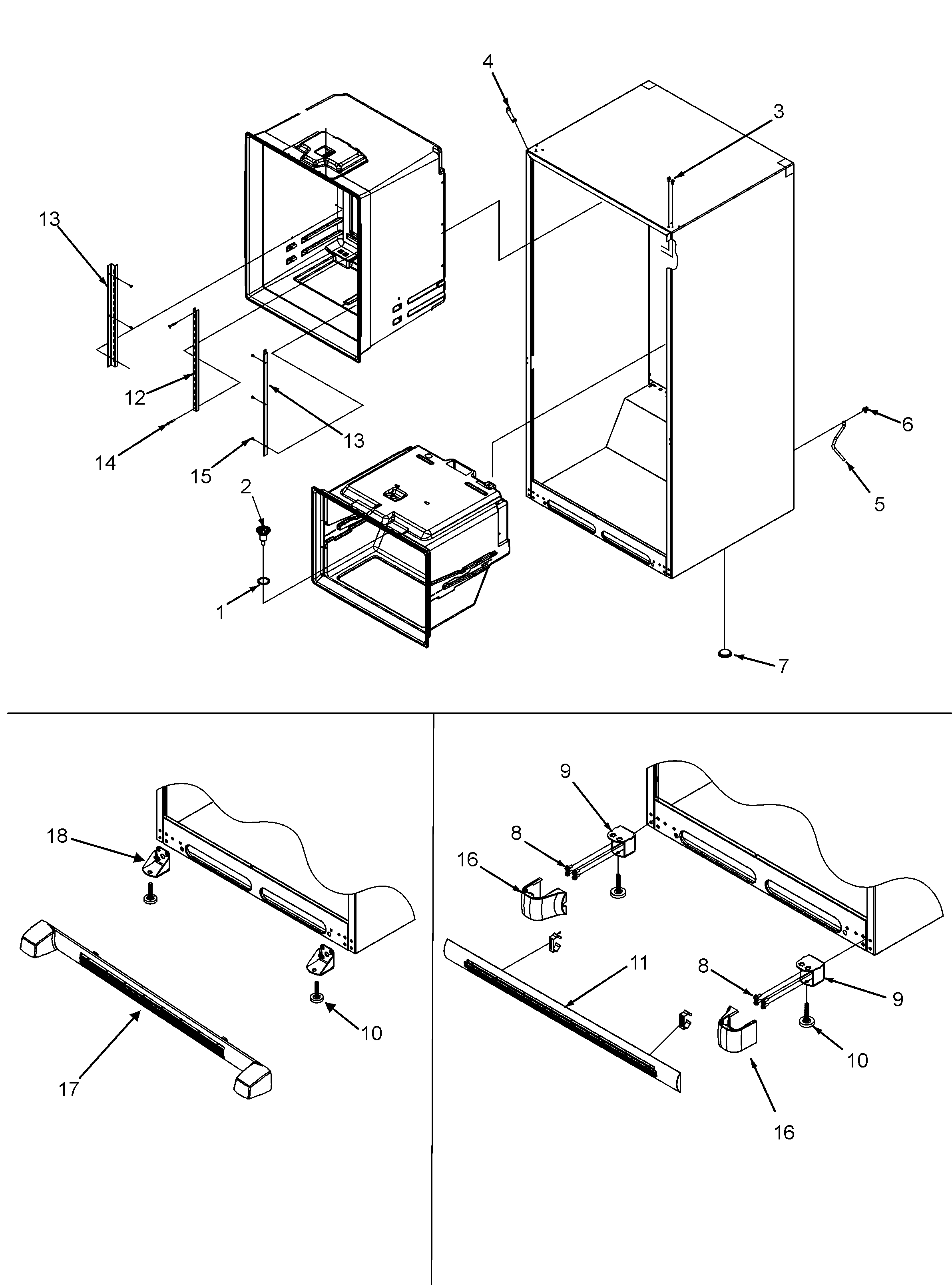 Interior cabinet & toe grille