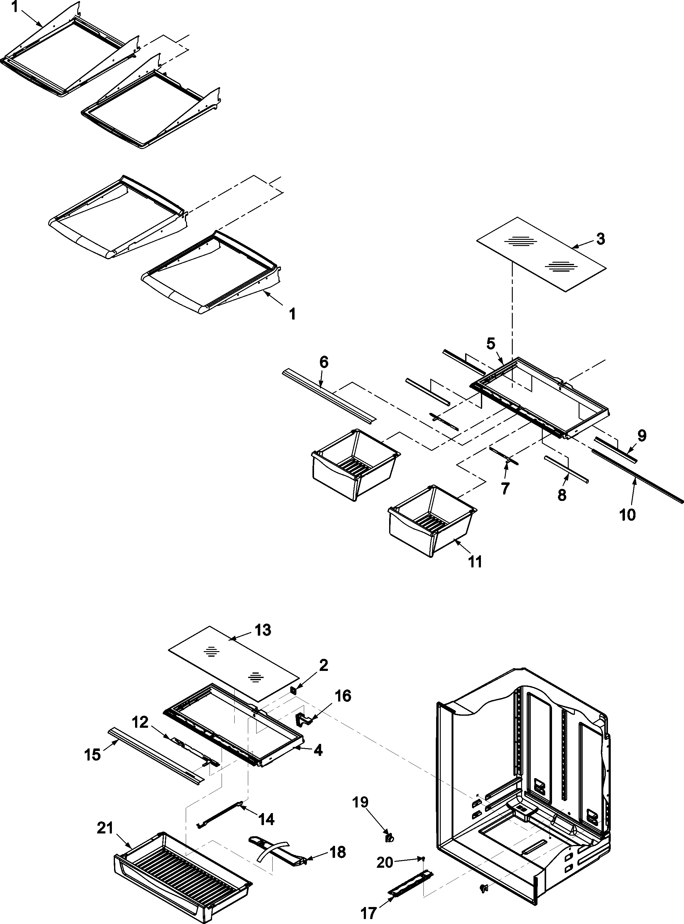 Refrigerator shelving