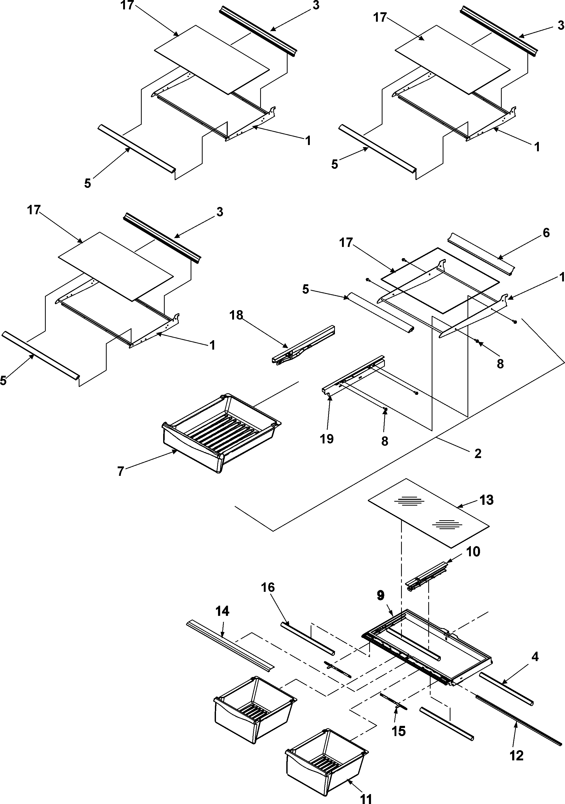 Refrigerator shelving