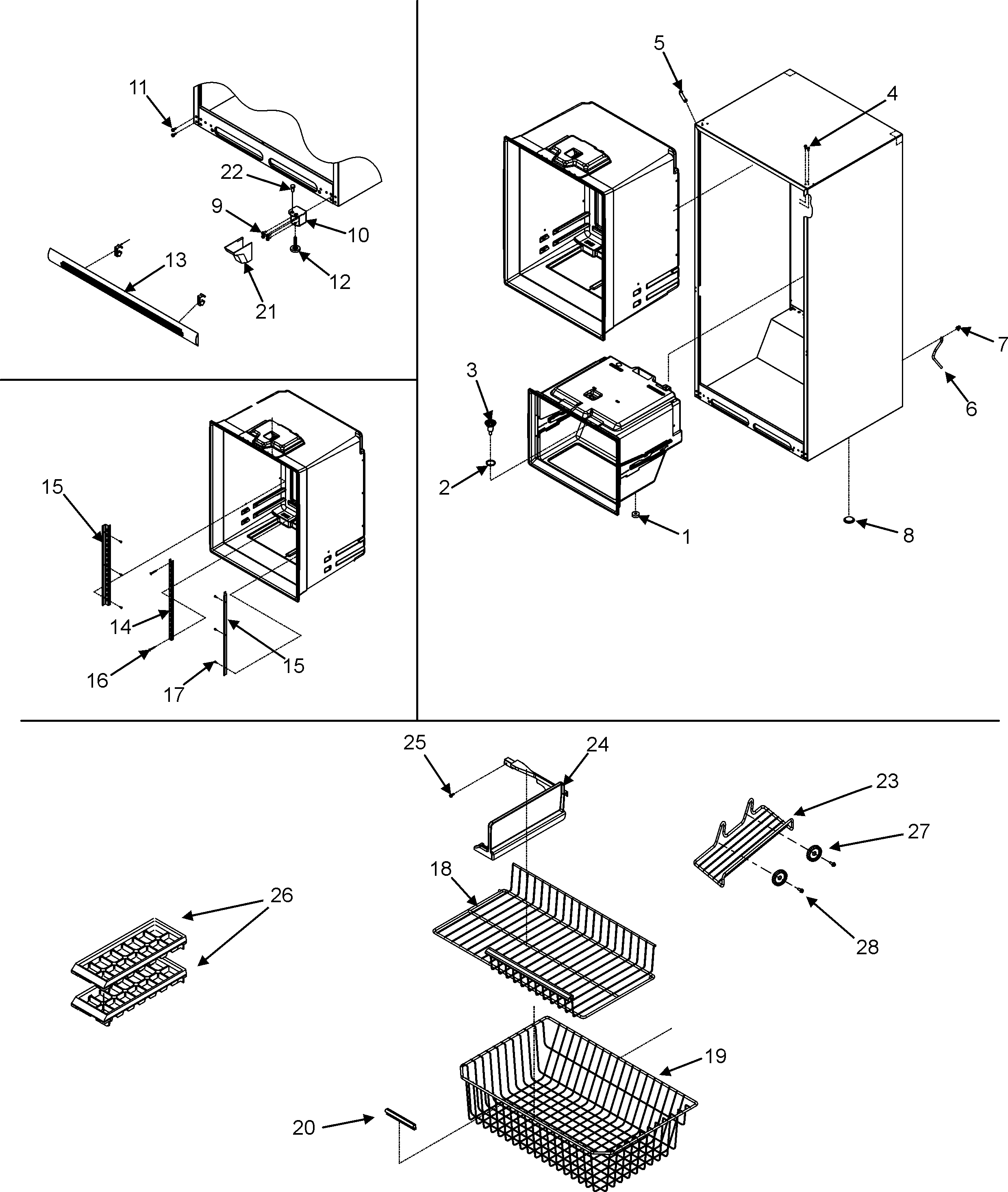Interior cabinet & freezer shelves