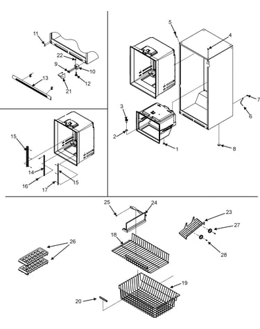 Interior cabinet & freezer shelves