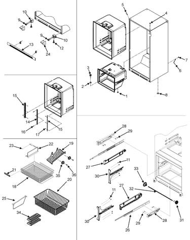 Interior cabinet & freezer shelves