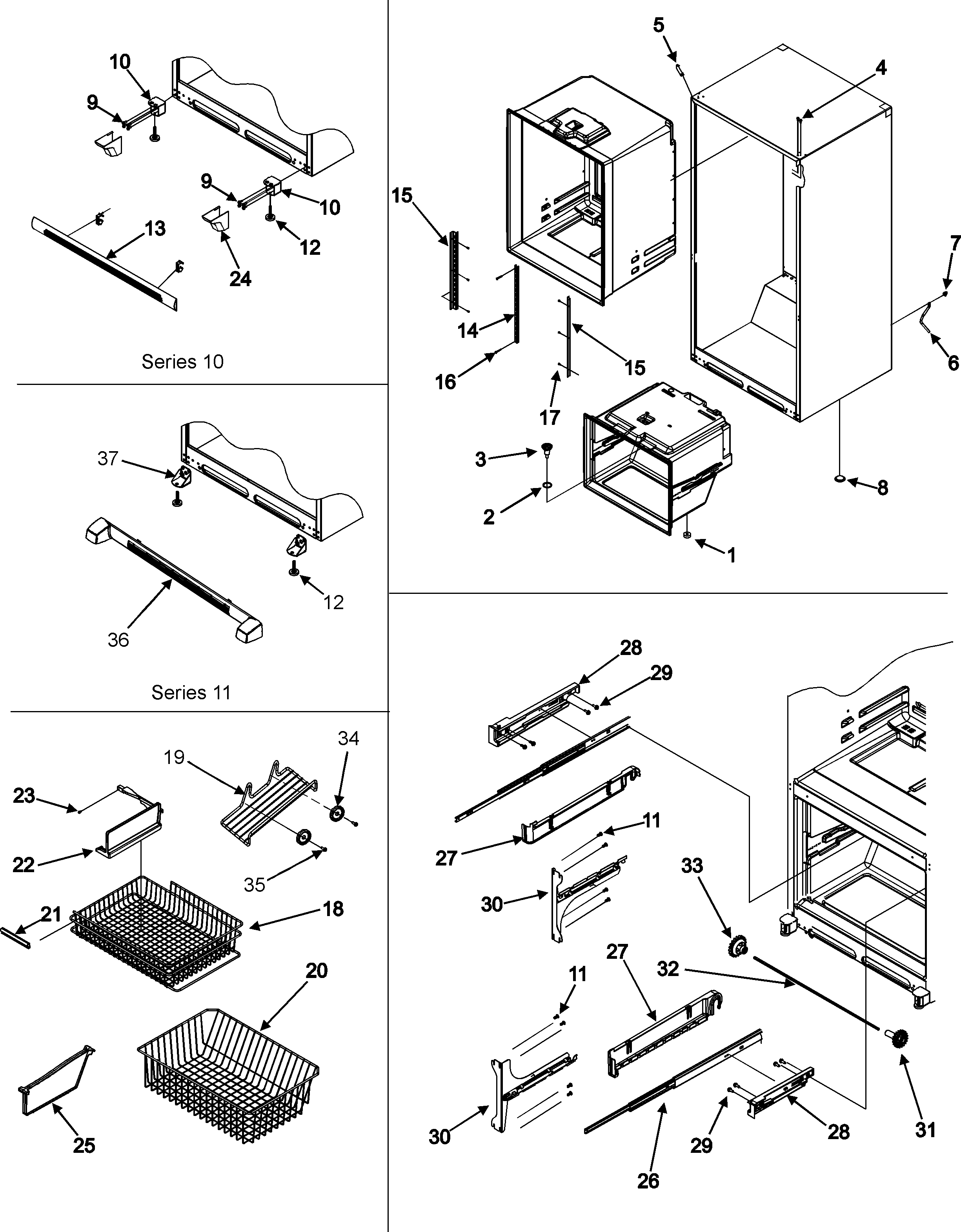 INTERIOR CABINET/TOE GRILLE/FRZ SHELVES