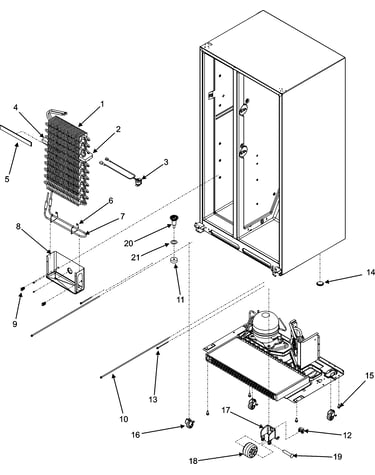 Evaporator assy. & rollers