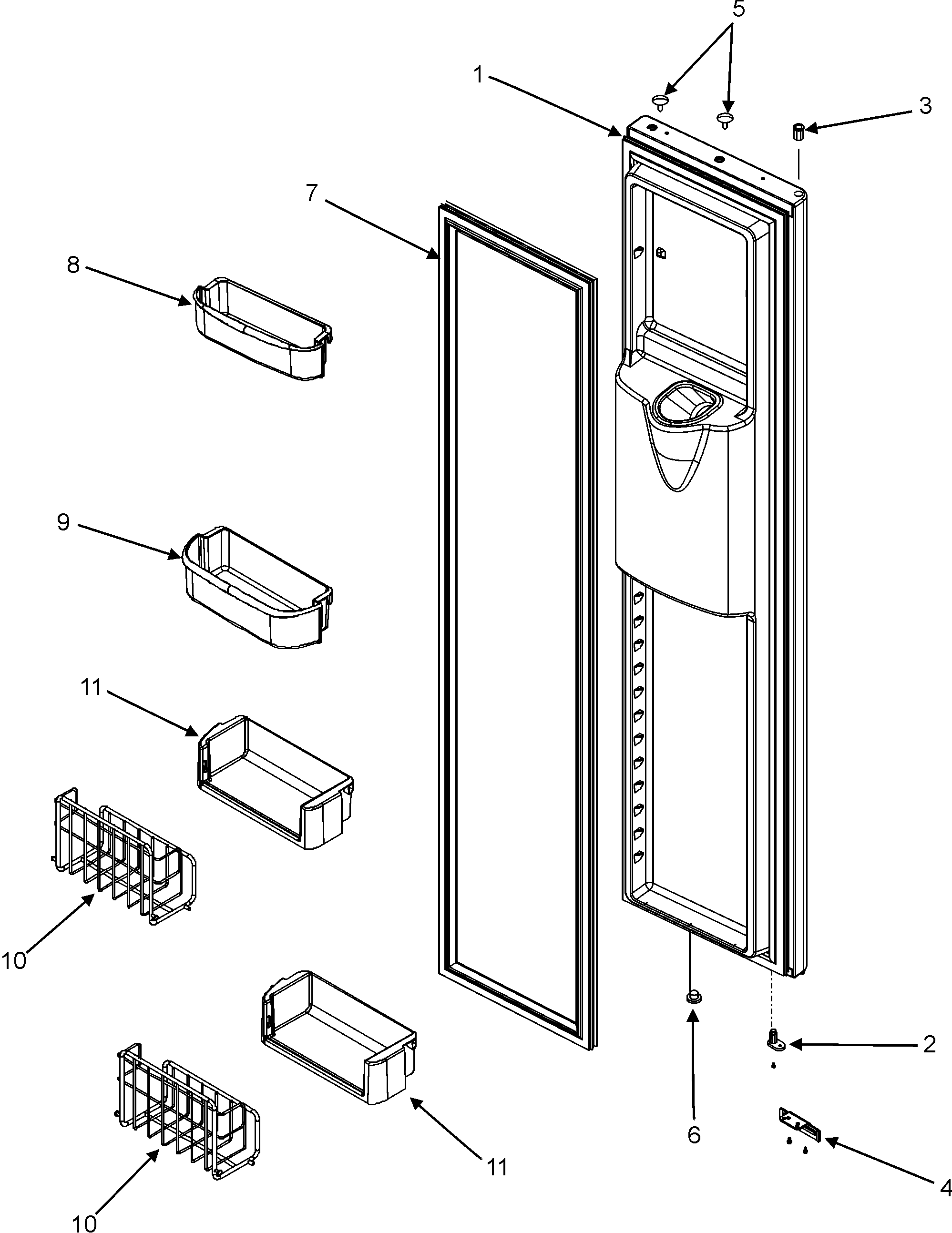 Freezer door (gc2227hekb/s/w)